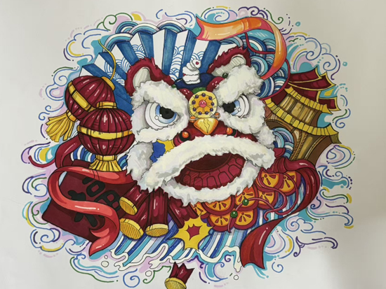 《彩韻舞獅圖》柴明雪23動漫制作技術(shù)1班.jpg